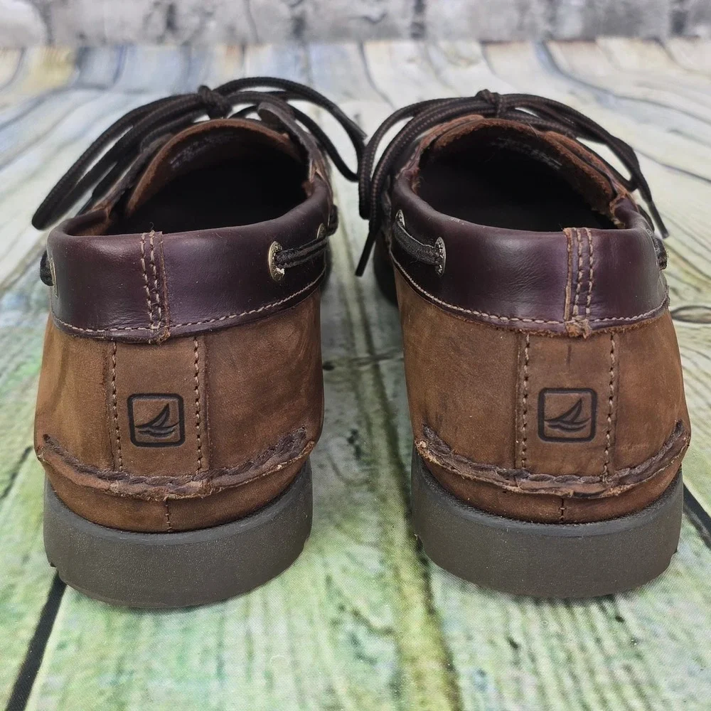 Sperry Top-Sider Leeward 2-Eye Boat Shoes Mens 10.5M Brown Leather Loafers Deck